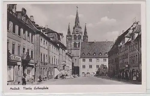 25180 Ak Ansbach Martin Lutherplatz um 1950