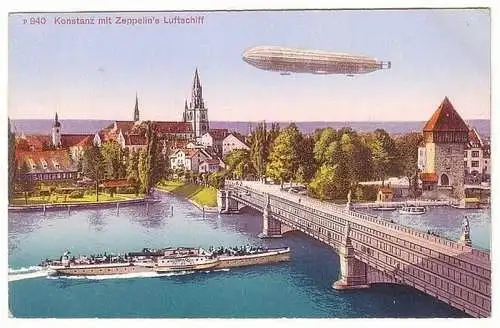 48228 Ak Konstanz mit Zeppelin´s Luftschiff um 1910