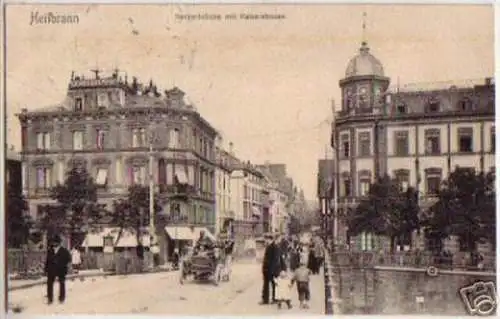 13604 Ak Heilbronn Neckarbrücke mit Kaiserstraße 1905