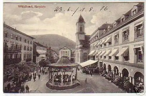 12970 Ak Wildbad Schwarzwald Kurplatz 1916