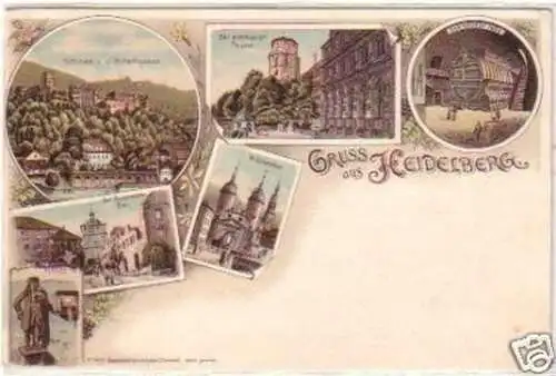 24641 Ak Lithographie Gruss aus Heidelberg 1897