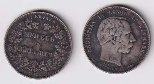 2 Kroner Silber Münze Dänemark 1888 Regierungsjubiläum KM 799 ss+ (138055)