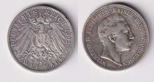 2 Mark Silbermünze Preussen Kaiser Wilhelm II 1902 Jäger 102 ss (123758)