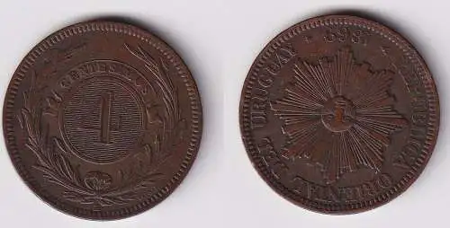 4 Centesimos Münze Bronze Uruguay 1869 (111566)