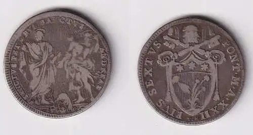 30 Baiocchi Silber Münze Vatikan / Italien / Kirchenstaat 1796 Pius VI. (116773)