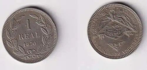 1 Real Kupfer Nickel Münze Honduras 1870 f.vz (120236)