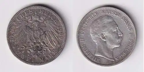 2 Mark Silbermünze Preussen Kaiser Wilhelm II 1900 Jäger 102  (120117)