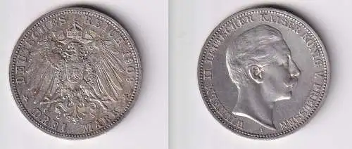 3 Mark Silbermünze Preussen Kaiser Wilhelm II 1909 A Jäger 103 (123730)