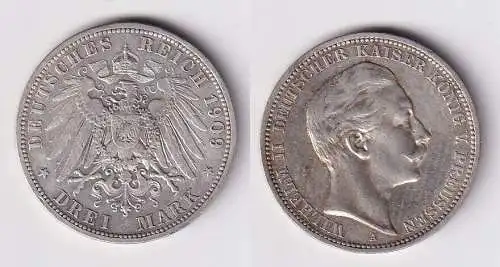 3 Mark Silbermünze Preussen Kaiser Wilhelm II 1909 A Jäger 103 (122291)