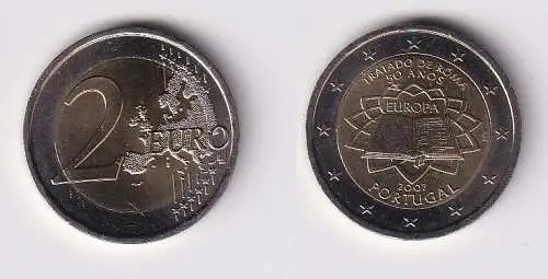 2 Euro Bi-Metall Münze Portugal 2007 römische Verträge Stgl. (130925)