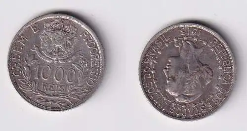 1000 Reis Silber Münze Brasilien 1913 f.vz (119817)