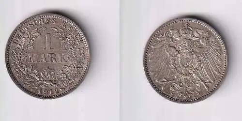 1 Mark Silber Münze Deutsches Reich 1912 E vz  (119918)