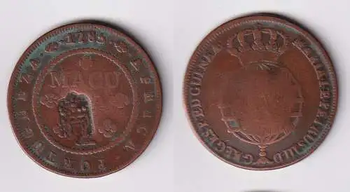 1 Makuta Kupfer Münze Angola 1785 Portugiesisch Afrika (123166)