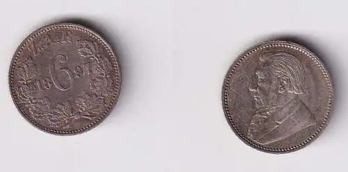 6 Pence Silber Münze Südafrikanische Republik 1897 vz (114906)