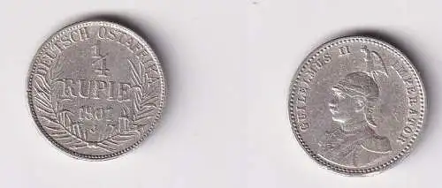 1/4 Rupie Silber Münze Deutsch Ostafrika 1907 J ss+ Jäger 720 (119184)