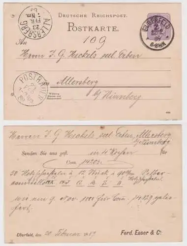 98372 DR Ganzsachen Postkarte P18 Zudruck Ferd. Esser & Co. Elberfeld 1889