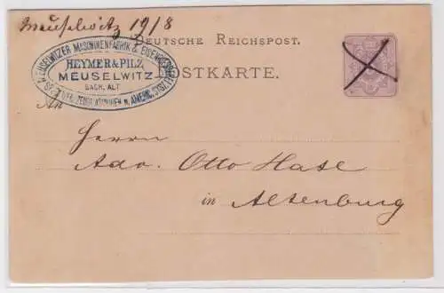 97591 DR Ganzsachen Postkarte P5 Heymer & Pilz Maschinenfabrik Meuselwitz 1879