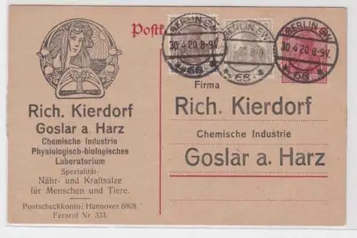 96451 DR Ganzsachen Postkarte P107 Zudruck Rich. Kierdorf Chem. Industrie Goslar