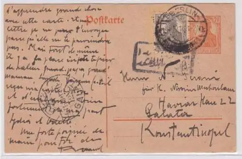 96556 DR Ganzsachen Postkarte P110 Berlin nach Konstantinopel (Türkei) 1918