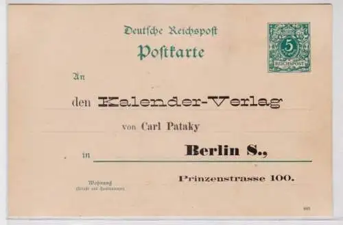 93679 DR Ganzsachen Postkarte P20 Zudruck Kalender-Verlag Carl Pataky Berlin