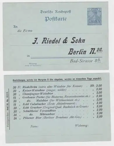 90838 DR Ganzsachen Postkarte P63Y Bestellung J. Riedel & Sohn Berlin