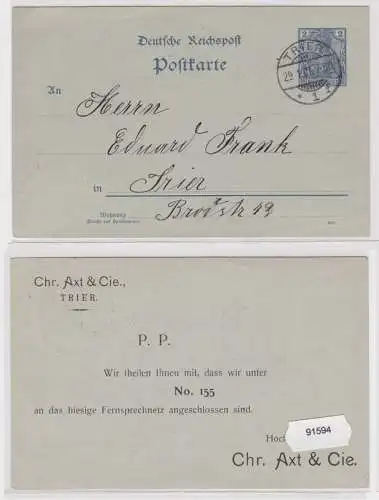 91594 Ganzsachen Postkarte P44 Zudruck Chr. Axt & Cie. Trier 1901