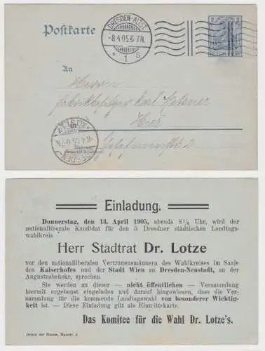 93517 Ganzsachen Postkarte P63 Zudruck Wahlkomitee f. d. Wahl Dr. Lotzes Dresden