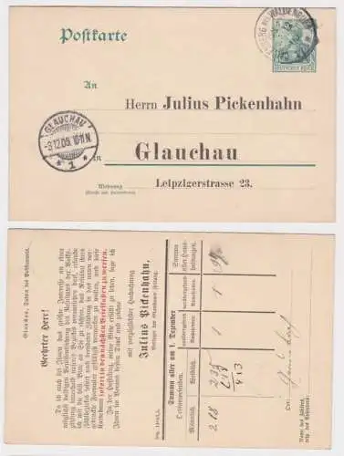 90096 Ganzsachen Postkarte P50 Zudruck Julius Pickenhahn Glauchauer Zeitung 1905