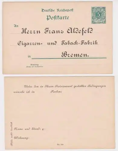 90409 DR Ganzsachen Postkarte P36 Zudruck Franz Aldefeld Tabak-Fabrik Bremen