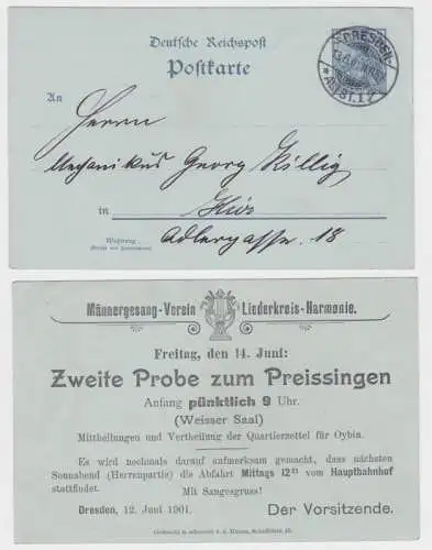 91010 Ganzsachen Postkarte P63X Männergesangsverein Liederkreis-Harmonie Dresden