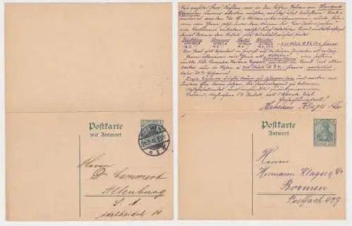 86608 DR Ganzsachen Postkarte P92 Cigarren-Fabrik Hermann Klages & Co. Bremen