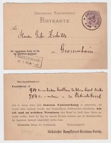 86755 DR Ganzsachen Postkarte P11F Zudruck Dampfkessel-Revisions-Verein Chemnitz