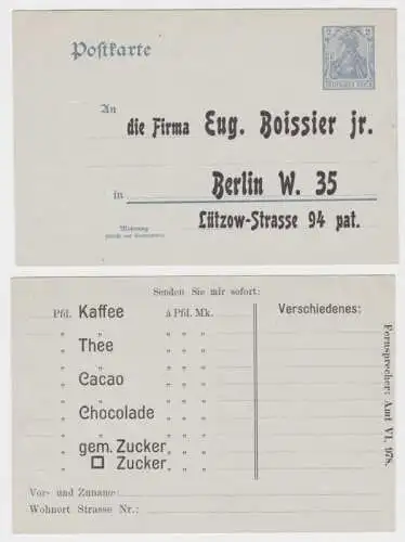 87433 DR Ganzsachen Postkarte P63X Zudruck Firma Eug. Boissier Jr. Berlin