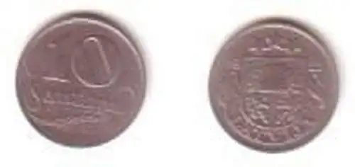 10 Santimu Nickel Münze Lettland 1922 Wappen