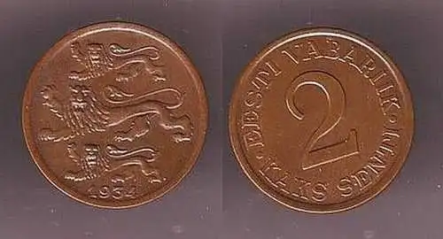 2 Senti Kupfer Münze Estland 1934 vz