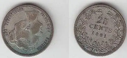 25 Cent´s Silber Münze Niederlande 1901