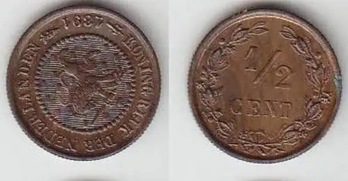 1/2 Cent Kupfer Münze Niederlande 1891