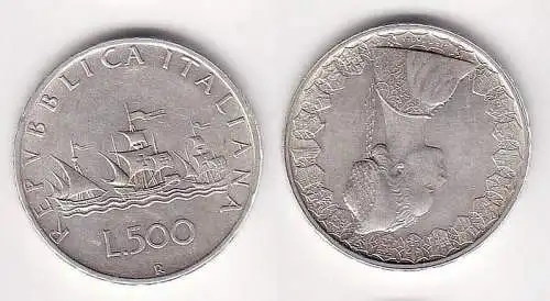 500 Lire Silber Münze Italien Kolumbus Flotte 1959