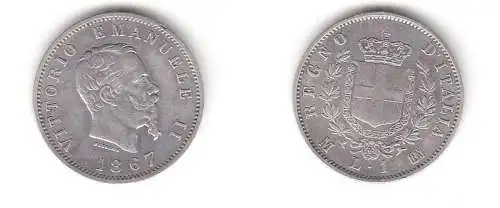 1 Lire Silber Münze Italien 1867 M (109262)