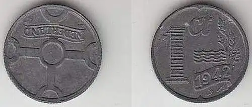 1 Cent Zink Münze Niederlande 1942