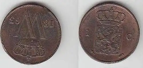 1 Cent Kupfer Münze Niederlande 1863