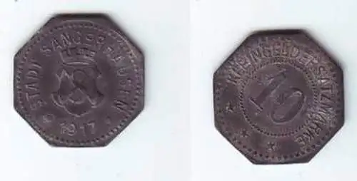 10 Pfennig Zink Notgeld Münze Stadt Sangerhausen 1917