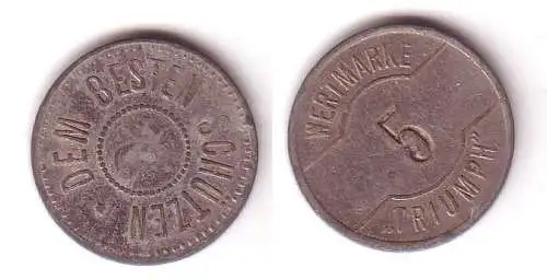 Alte 5 Pfennig Wertmarke "Triumph" Dem besten Schützen um 1920 (110869)