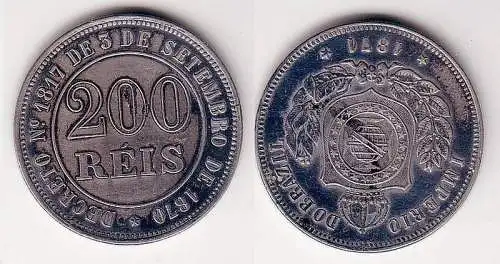 Seltene 200 Reis Münze Brasilien 1871