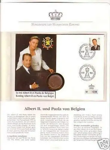 Schöner Numisbrief Albert II König von Belgien 1993