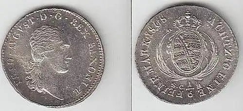 1/6 Taler Silber Münze Sachsen 1808