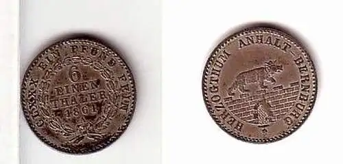 1/6 Taler Silber Münze Anhalt Bernburg 1861 A