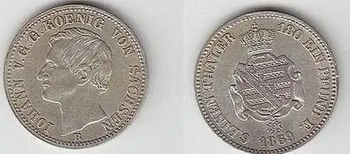 1/6 Taler Silber Münze Sachsen 1869 B