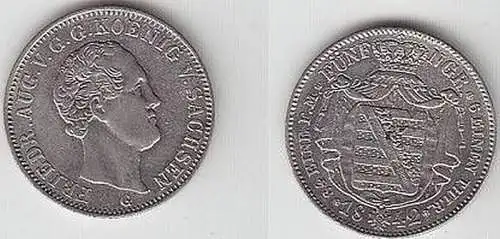 1/6 Taler Silber Münze Sachsen 1842 G