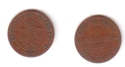 1 Pfennig Kupfer Münze Sachsen 1868 B ss